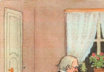 En spekulation om tant grön, tant brun, och tant gredelins kläder. 
Versen intill är inspirerad av ovanstående bild,
hämtad ur boken Petter och Lottas jul. av Elsa Beskow.

*) ränning är ett äldre uttryck för trasmatte-ränder.

Det var förr ganska vanligt att lägga smala gångmattor (trasmattor eller ripsmattor) runt ett bord, just på detta vis.
